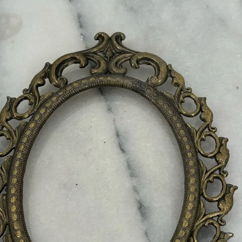 Victorian Gothic Brass made in italy wallhanging picture frame